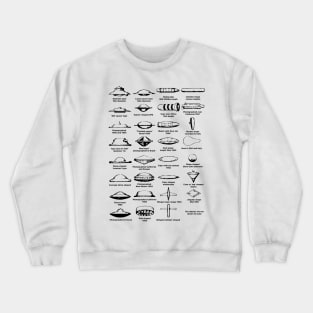 UFO Types Chart Black Crewneck Sweatshirt